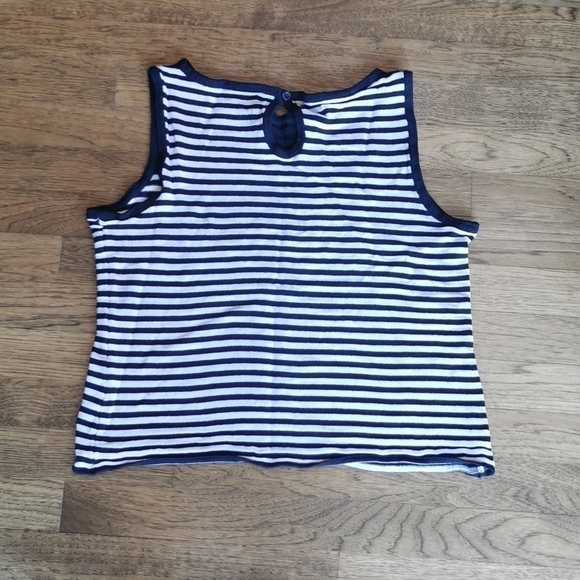 𝅺ST. John Sport Black White Stripe Sleeveless Knit - Picture 2 of 5